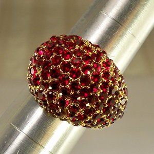 NEW Hutton Wilkinson Ruby Red Cubic Zirconias Gold Dome Ring